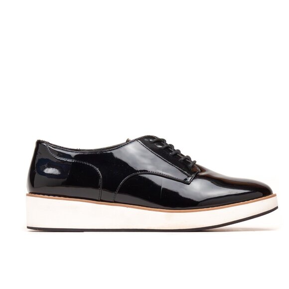 Call it Spring McLinn Black Patent Lace-Up Wedge Oxford Shoes - Picture 4 of 7
